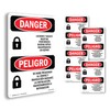 Lockout Tagout Setup Maintenance Bilingual OSHA Danger Rigid Plastic Sign