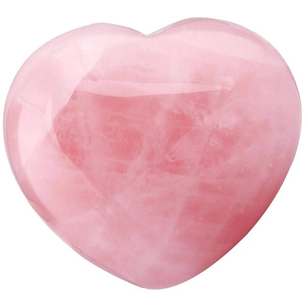 SUNYIK Natural Rose Quartz Pocket Puff Heart Worry Healing Palm Stone Pack of 1(1.6")