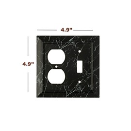 Pack of 1 Wall Plate Outlet Switch Covers by SleekLighting | Classic Black Marble Architecture Wall plates| Variety of Styles: Decorator/Duplex/Toggle/Blank/& Combo | Size (Toggle/Duplex)