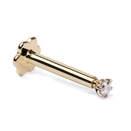 Natural 1.7MM Diamond Nosepin in 14K White Gold with 6MM, 8MM, and Wire back options, Option in Blue Sapphire too (14K YELLLOW GOLD - 8MM, DIAMOND), Gold, diamond