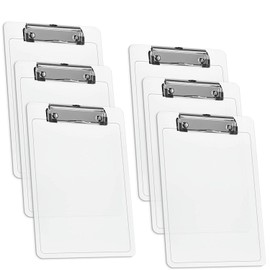 Acrimet Clipboard Memo Size A5 (23,5 cm x 16 cm) Low Profile Clip (Plastic) (Crystal Color) (6 Pack)