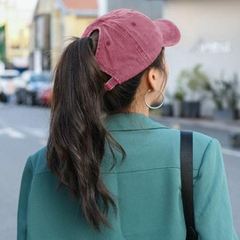 YAMEE Baseball Cap, Women's Summer Ponytail Cap, Vintage Men's Sun Hat, Sun Protection, Sports Cap, Baseball Hat (Head Circumference 54-60 cm), 1/Red