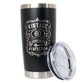 60th Birthday Gifts for Men 1964, Over The Hill Gag Gifts for Men, 20 oz Black Coffee Tumbler
