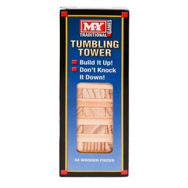M.Y Traditional Tumbling Tower Game with 48 Wooden Pieces | Family Games | Adults & Kids