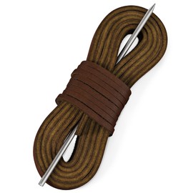 TOFL Leather Boat Shoe Lacing Kit | 45 inches | 1 Needle And 2 Strips [1 Pair] | Medium Brown