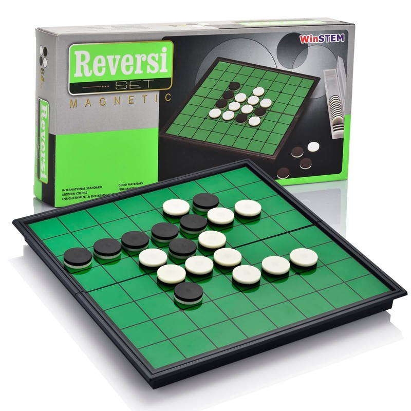 WinSTEM Magnetic Reversi Board Game Set 9.76" with Folding Board