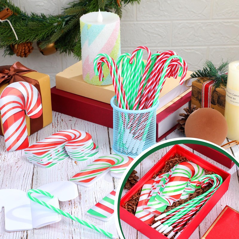 Supervitae 48 Pcs/ 24 Set Christmas Candy Cane Ballpoint Notebook