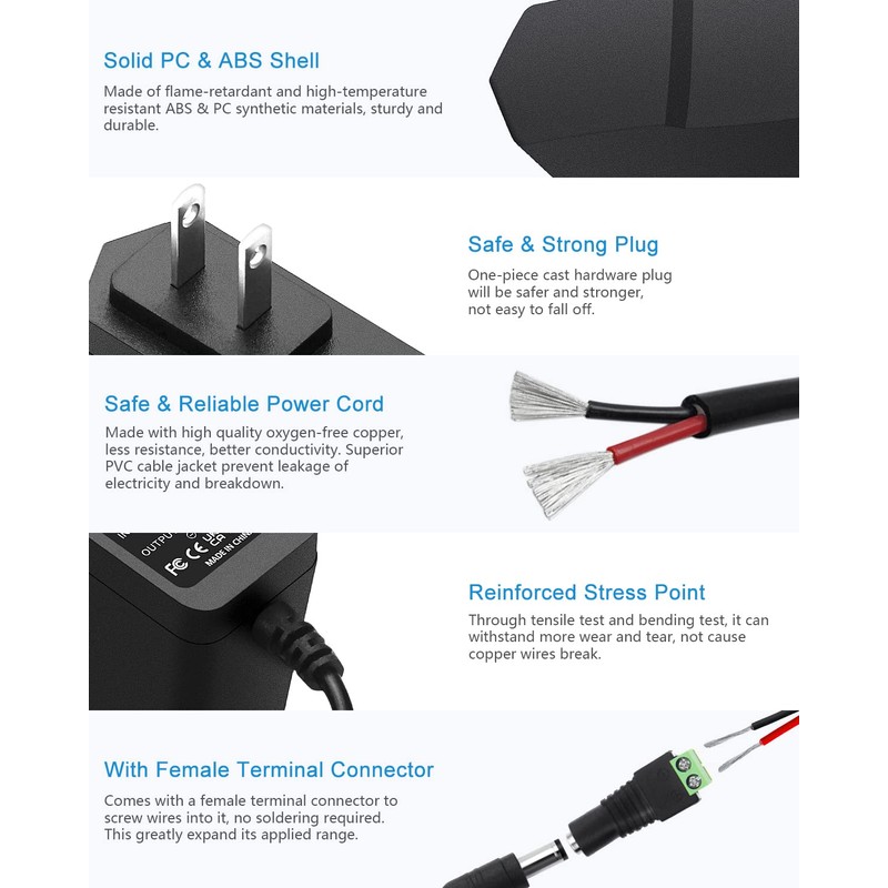 ALITOVE DC 12V 1A Power Supply 12W AC Adapter 100~240V