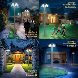 Locontifni Outdoor Solar Lamp Post Light with Motion Sensor, Dusk to Dawn IP65 Waterproof, 648 LEDs Solar Powered Street Light with Remote for Garden, Lawn, Pathway, Yard (Not Included Pole)