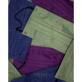 VIRTUE CODE Support Face Masks - Soft 3 Ply Comfort Colorful Disposable Face Mask 50 Pack. Blue Purple Green Colored Masks. Adults Mens and Womens Disposable