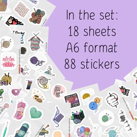 100Pcs Crochet Stickers and Knitting Stickers for Water Bottle and Laptop - Waterproof Vinyl Yarn Decals Laptop Decals