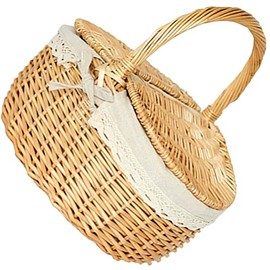 Toddmomy Pack of 1 Wicker Picnic Basket with Lid and Handle, Empty Picnic Baskets in Vintage Style for Picnic Camping Outdoor S