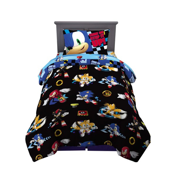Sonic the Hedgehog Anime Kids Super Soft Comforter and Sheet Set, 4 Piece Twin Size by Franco, Prints may vary