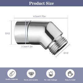 DOUSELLA Hand Shower Adapter 45 Degree Rain Shower Head Adapter Shower Hoses Adapter Extension Hand Shower Adapter Angle Piece for Hand Shower Movable Shower Arm Connection