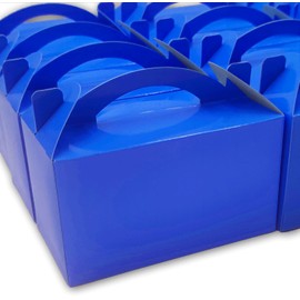 TIMESEEK 30-Pack Royal Blue Gable Treat Boxes with Handles - 6" Pop-Up Party Favor Gift Boxes for Birthday, Wedding, Baby Shower, Eco-Friendly Candy, Cookie, Goodie Bags for Kids, Bachelorette Decor