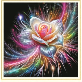 Meecaa Cross Stitch Kits 11 Count Stamped, Flower Rose Light Embroidery Kit with Accessories Pre Printed (36CMx36CM) (Flower)