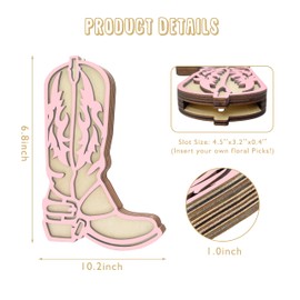 Western Cowboy Boot Vase Decor for Wall, Wooden Cowgirl Cowboy Boot Vase Decor for Flower, Farmhouse Cowboy Boot Centerpieces for Tables, Boot Planter, 10 x 6.7 inch, Pink