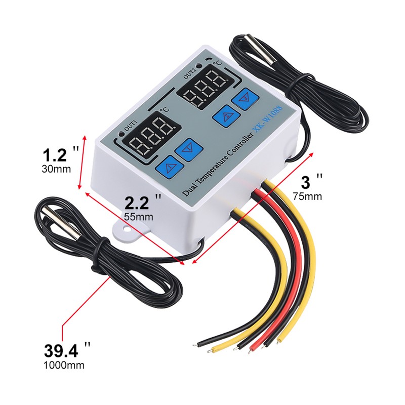 110-220V Digital Dual Temperature Controller LED Celsius Thermostat Regulator Heating