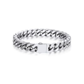 Bandmax 9MM Wide Big Heavy Metal Link Chain Bracelet for Men Stainless Steel Miami Cuban Chain Bracelet Mens Masculine Hand Chain