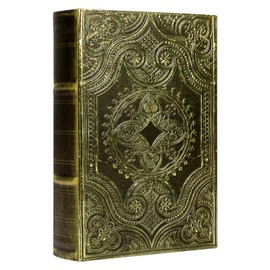DROFELY Decorative Book Box Vintage Style Fake Book Faux Leather Embossing Book Box Vintage Green Book Storage Box 2-06，Christmas decorations, Christmas gifts