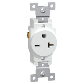 Square D by Schneider Electric X Series 20A 250V Single Socket Electrical Outlet for Residential Use for New Construction or Renovations, Straight Blade Receptacle, SQR42205WH, Matte White
