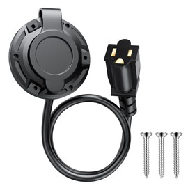 20A 125V AC Port Plug, 12AWG Heavy-Duty RV Waterproof Shore Power Inlet Socket with 16" Extension Cord & Integrated Receptacle Box ，Outdoor ,Marine ,RV Golf Cart Electrical Power Receptacle