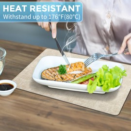 BARTHKIT Placemats Set of 4 Washable, Heat Resistant Table Placemats Wipeable Faux Leather Place Mats Non Slip, Waterproof Square Table Mats for Indoor Outdoor, Beige