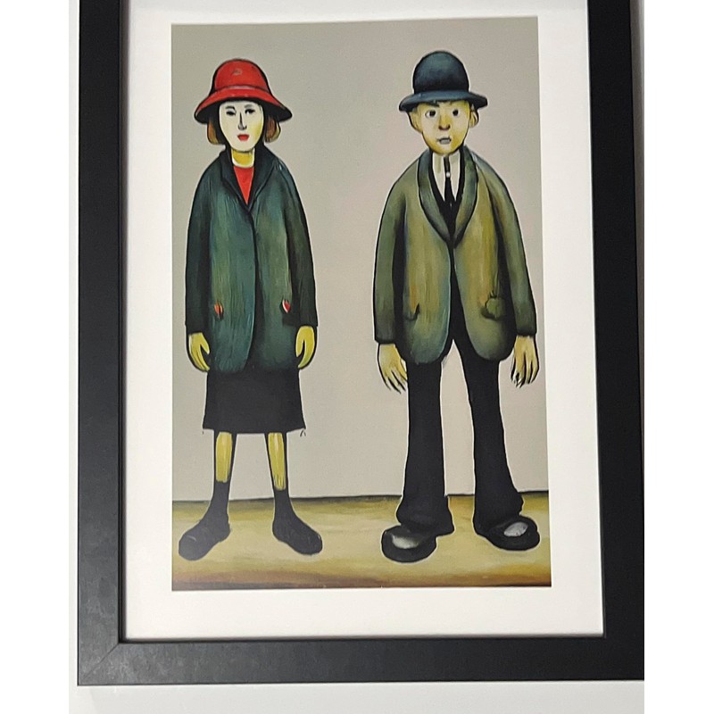 Greetingles Lowry-Style 12"/31cm Square Framed Print. Beautiful Black Ash Frame