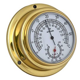 Delite Altitude Thermometer Hygrometer Brass Gold 95 mm x 40 mm 842th