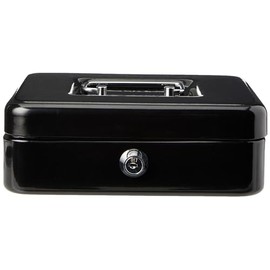 5 Star Facilities Cash Box with 5-compartment Tray Steel Spring Lock 8 Inch, Black