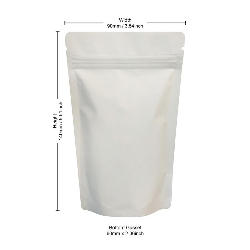 RIGHTPAK White Matt Stand Up Pouches 50 Pieces 9cm x