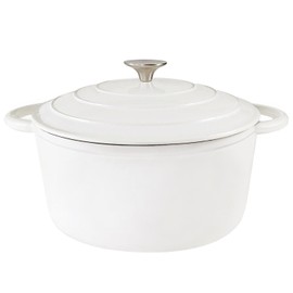 COOKWIN Enameled Cast Iron Braiser Pan, 3.8 Quart Shallow Dutch Oven with lid, Heavy Duty Casserole Skillets with Dual Handles for Family or Friends Gifts, Oven-Safe to 500°F, White