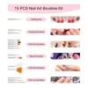 Nail Art Kit 15 Pinceles De Uñas Para Decoración Mano