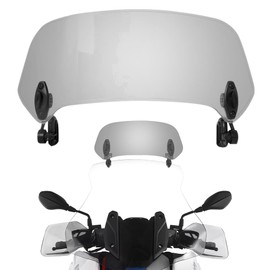 Xitqiooo Motorcycle Universal Windshield Extension 37cm Adjustable Clip Wind Deflector for Kawasaki Yamaha Harley Suzuki Buell Triumph Ducati Aprilia Spoiler Windscreen,Smoke
