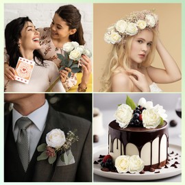 Bloom Life 14pcs Realistic Roses Artificial Flowers for Outdoors Fake Flowers Wedding Flower Decor Birthday Gifts for Women Centerpiece Table Decorations (Ivory White)