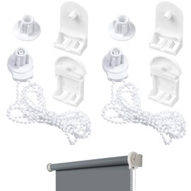 2 Sets Plastic 25mm Curtain Roller Blind Accessories - Roller Blind Fittings Replacement Repair Kit - Spare Kit for Curtain Rods (White)