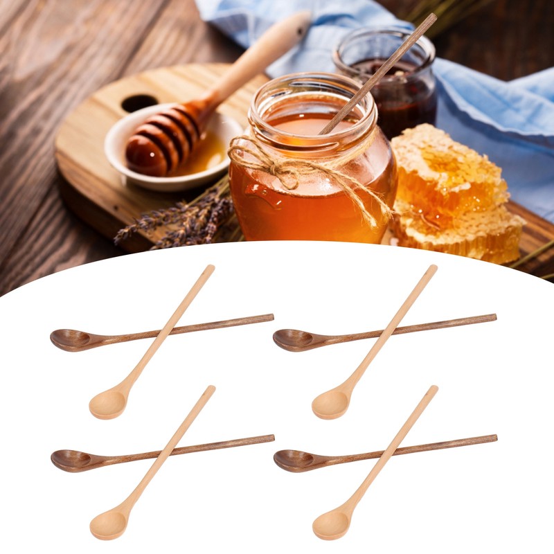 8 Pcs Wooden Spoon Beech Wood Safe Environmentally Friendly Wooden
