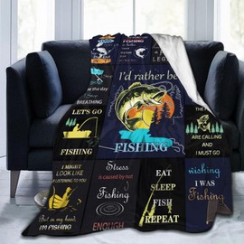Ngzhyad Fishing Blanket 60X50 Inch Fishing Gifts for Men Funny Fish Blanket for Men Boy Unique Fishing Gifts Throw Blankets