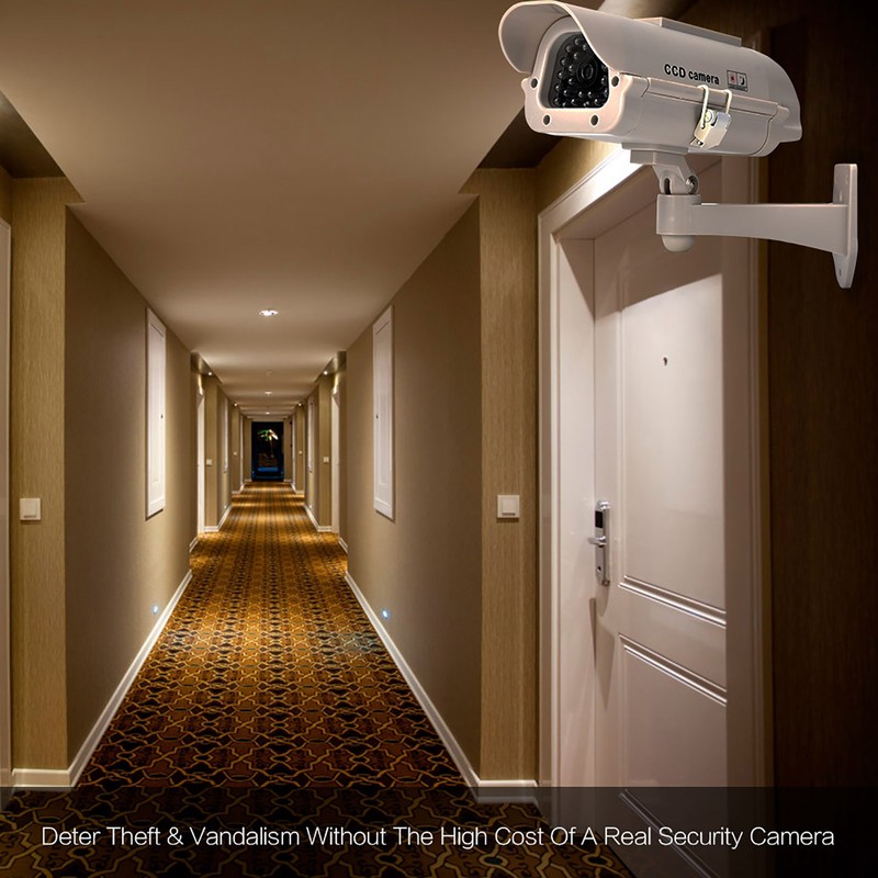 Solar Power Dummy Fake Camera Home Surveillance Simulation Waterproof Monitor