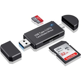 SD/Micro SD Card Reader, USB 3.0 & USB-C to SD Micro SD Card Reader for SDXC, SDHC, SD, MMC, RS-MMC, Micro SDXC, Micro SD, Micro SDHC Card
