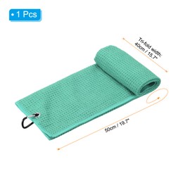 PATIKIL 20 x 16 inch Golf Towel, Triple Grid Texture Towels, Soft Fibre, Strong Water Absorption with D Clip, for Golf Lovers, Green