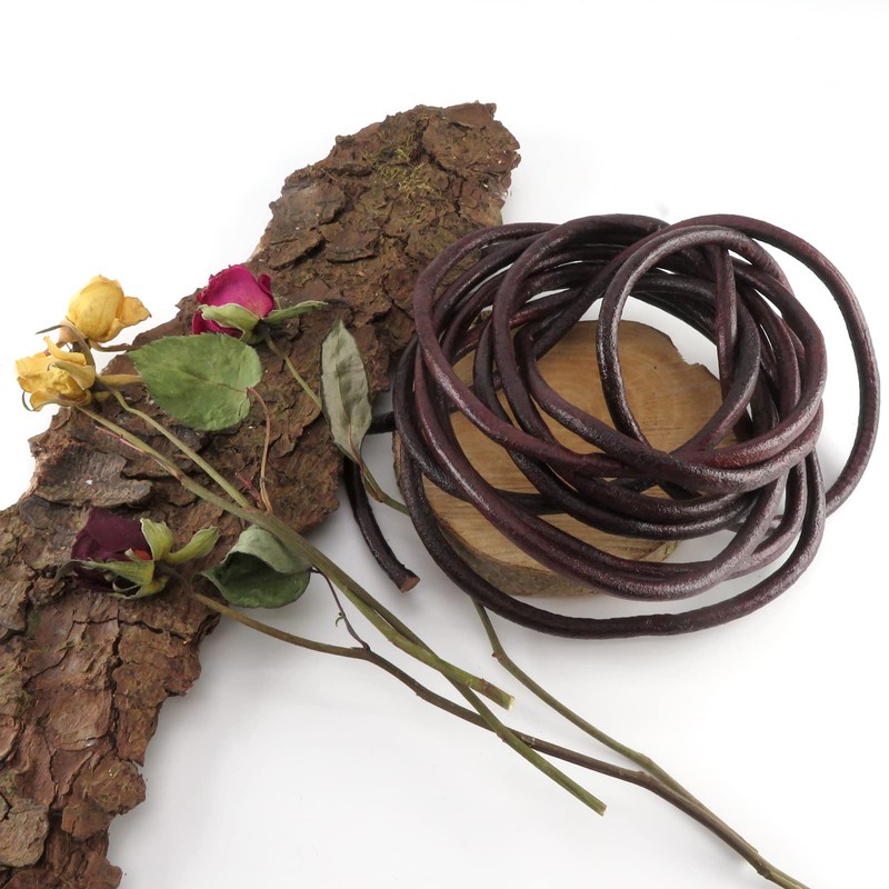 esnado Leather Cord Round 6 mm (5 Metres, Brown)