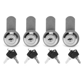 4Pcs Cam Lock, Cabinet Lock with Key Keyed Alike Tubular Lock RV Storage Lock Barrel Lock Cylinder for Trailer RV 15mm Dia Toolbox Locker Replacement Tubular with Keys