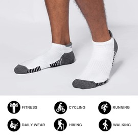 Lapulas Sports Ankle Men Socks Breathable Low Cut Sports Tab Cushioned Socks Sneaker for Women 6Pairs X-Large