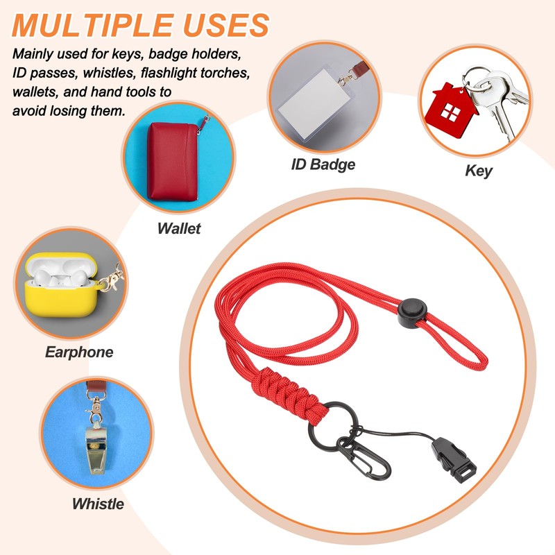 PATIKIL 44cm Neck Lanyard with Hook, 2 Pcs Adjustable Long
