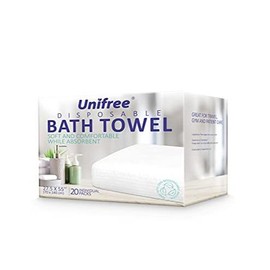 [Live Falsh Sale] Unifree Disposable Bath Towels Camping Towel I Gym Towel I Barber Towel 20 Counts, Individually Packed, Large Size 27.5 by 55 inches (27.5“x55”)