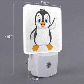 LED Night Light,Cute Cartoon Penguin LED Night Light Plug into Wall with Dusk to Dawn Light Sensor White Energy Efficient Nightlight for Bedroom Bathroom Hallway Living Room Kitchen