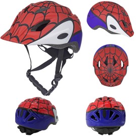 Kids Bike Helmet Boys and Girls 5-8-10 Spider Visor Helmet for Kids Lightweight Safety Certified,Toddler Bike Cycling Skating Skateboard Scooter Helmet (Red+Blue)