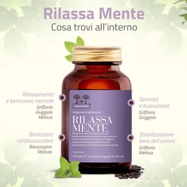 Salugea RELAXES MIND - Relaxing Supplement against Anxiety and Stress - 100% Natural - With Griffonia, Jujube, Melissa and Hawthorn - 60 Vegetable Capsules