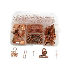 XINYUICEAN Chinchetas Transparentes, 5 estilos Suministros de Oficina Clips de Papel Metal Bulldog Binder Clips Clips de Carpeta Alfileres de Empuje para Tablero de Pared Tablones de Anuncios,Oro rosa